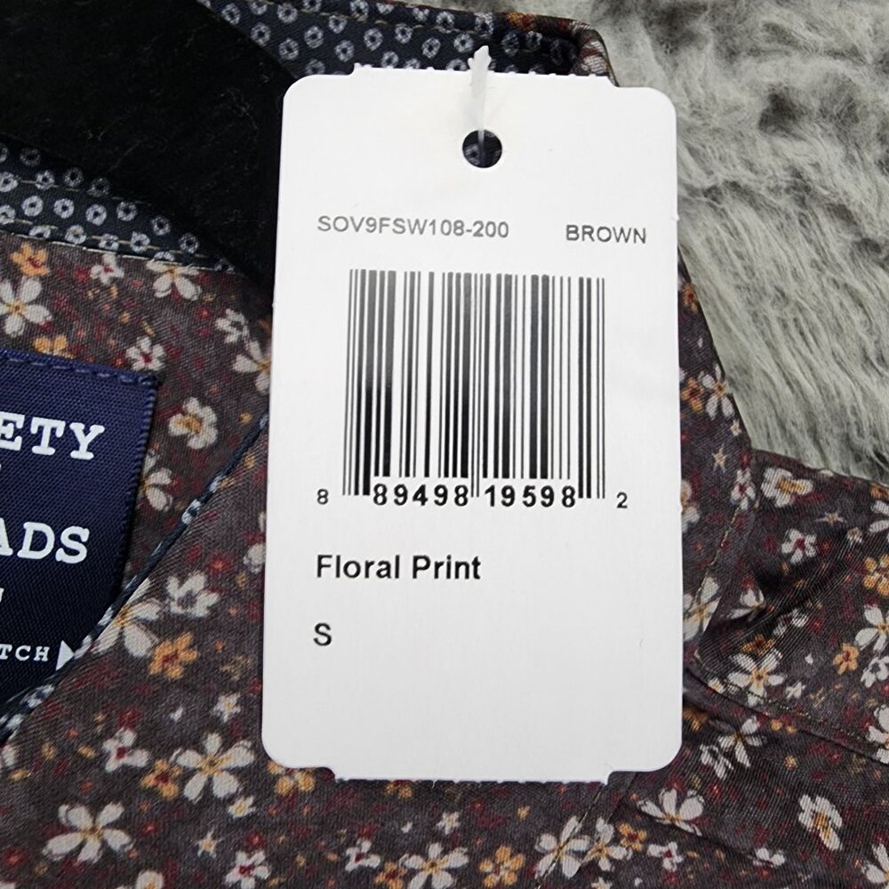 Society of Threads Shirt Mens Small Brown Floral Long Sleeve Button Up *NWT* - Picture 3 of 10